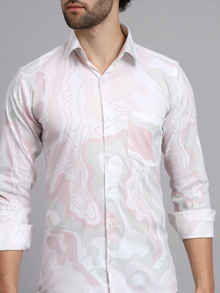 Pastel Pink Regal-Exclusive Printed Casual Shirt