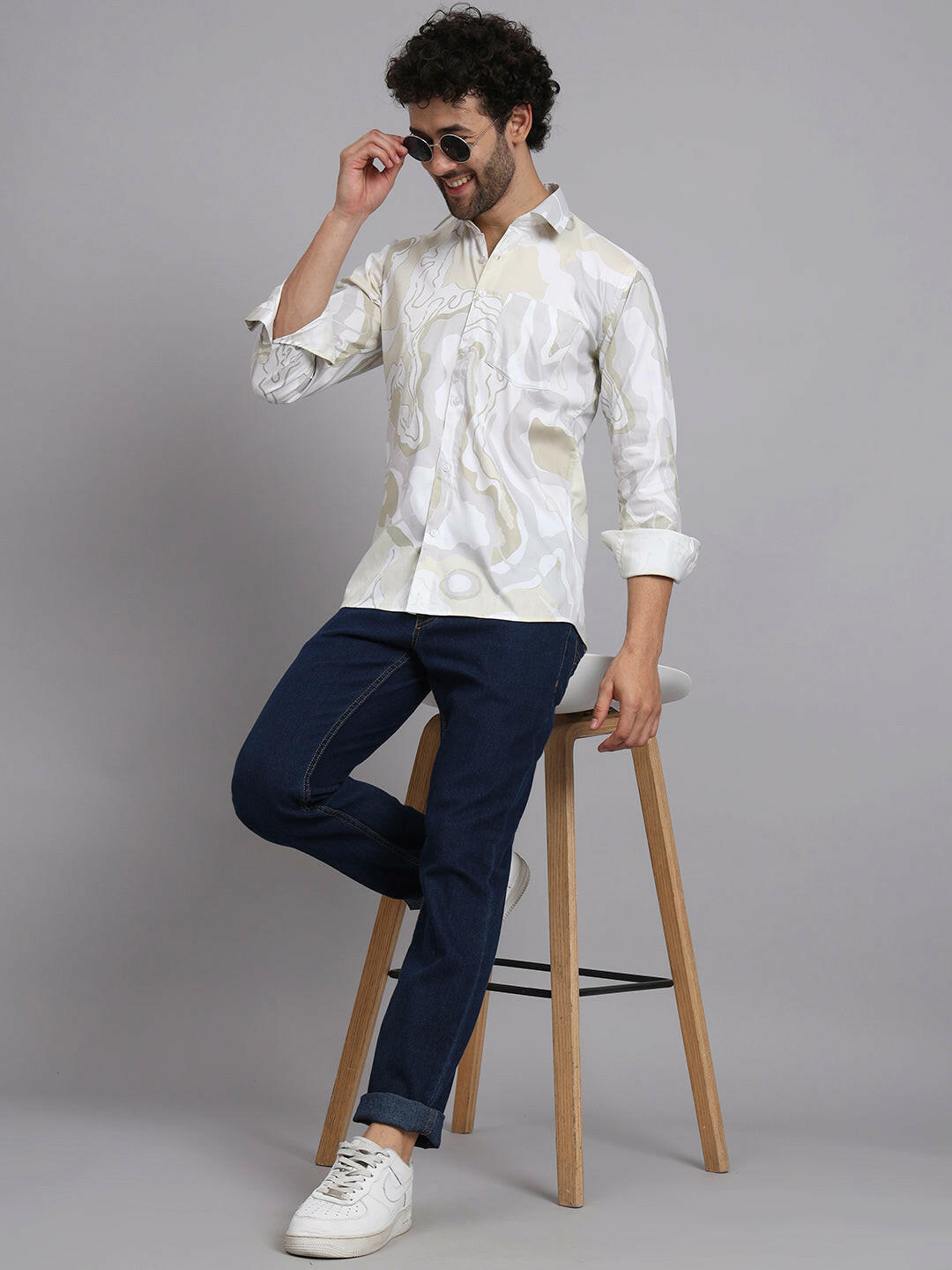 Dusty Green Regal-Iconic Printed Casual Shirt