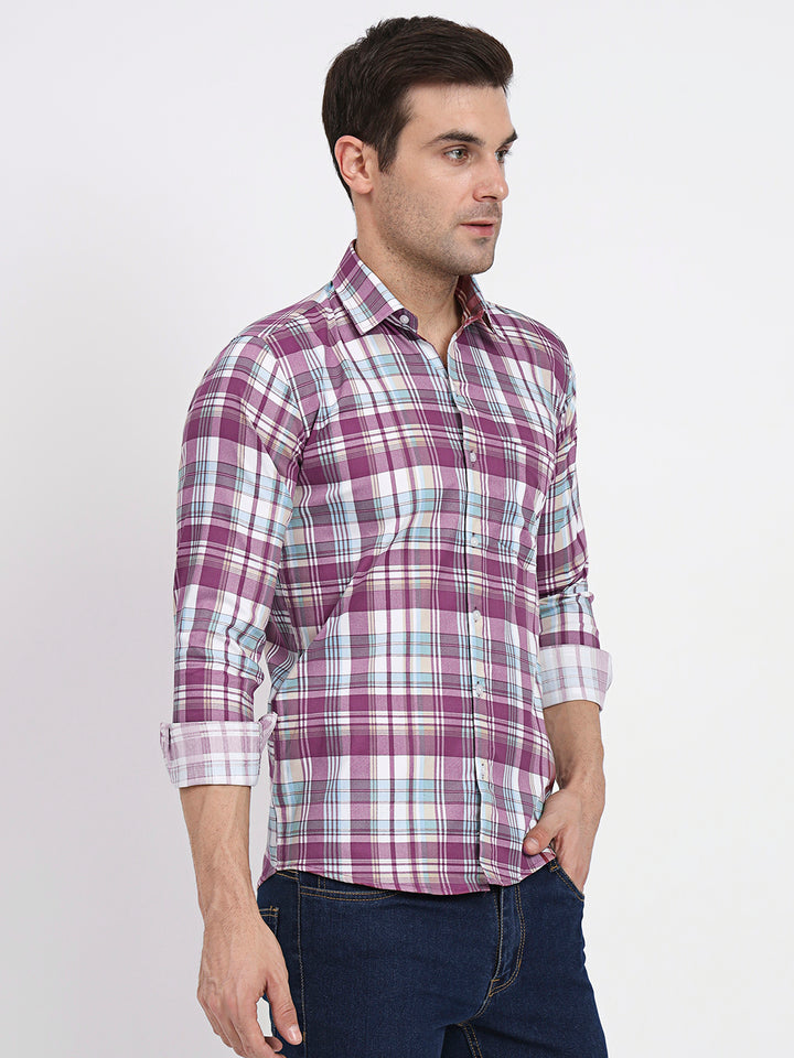 Multi Color Assorted Check Lycra Casual Shirt