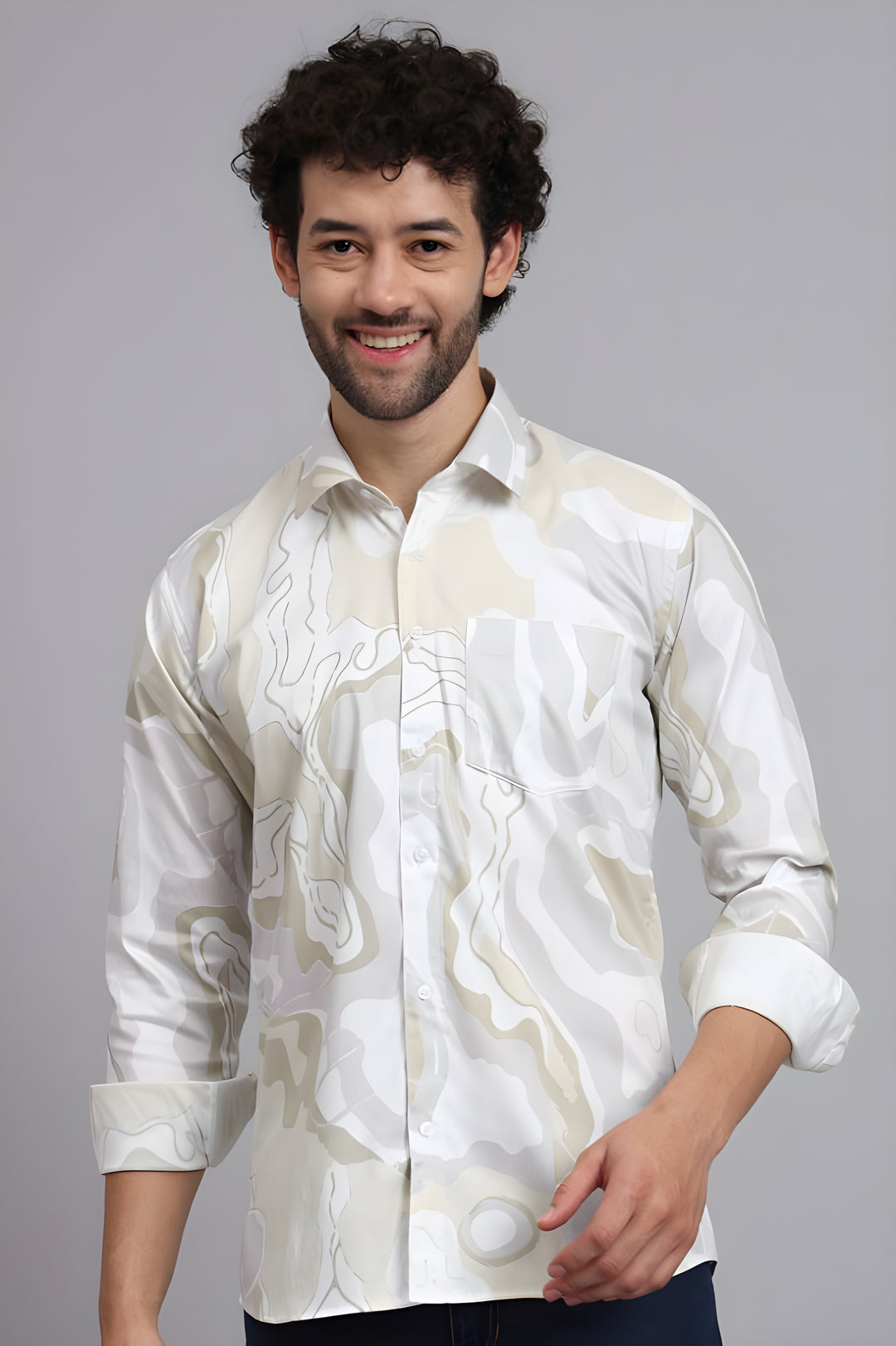 Dusty Green Regal-Iconic Printed Casual Shirt