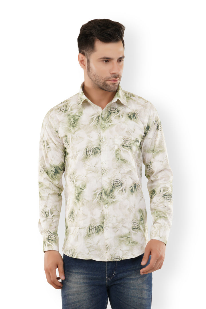 Tree Green Verdant Abstract Printed Casual Shirt