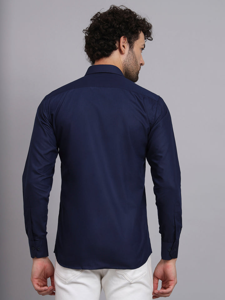 Deluxe Plain Navy Blue Formal Shirt