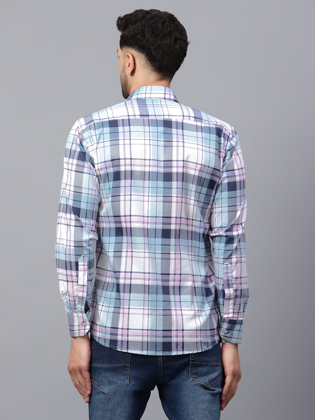 Multi Color Neon Check Lycra Casual Shirt