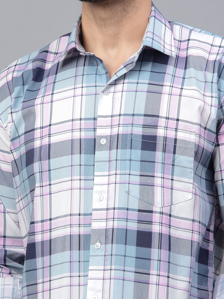 Multi Color Neon Check Lycra Casual Shirt