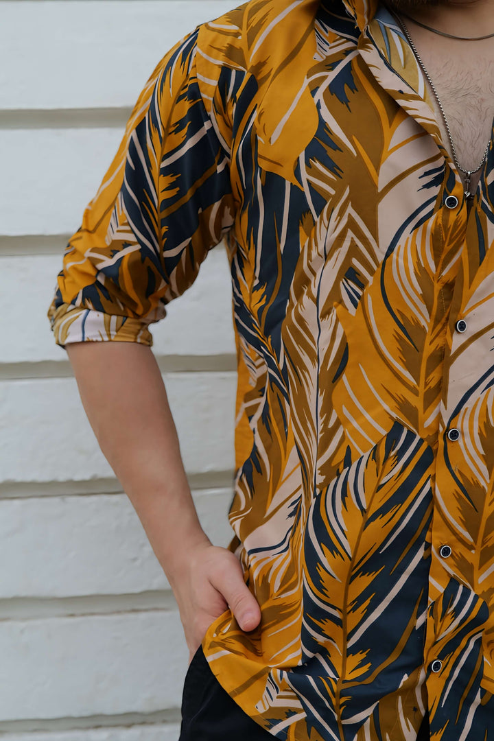 Amazing Amber Tropical Printed 100% Cotton Shirt