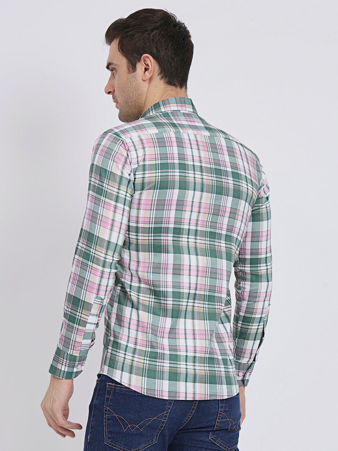 Multi Color Vibrant Check Lycra Casual Shirt