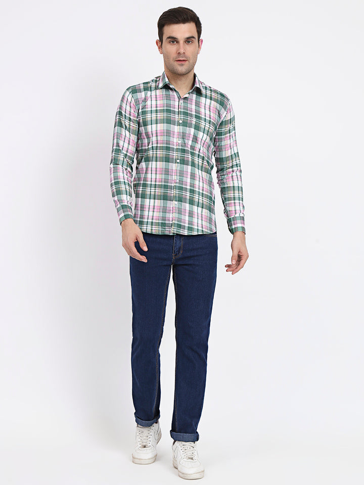 Multi Color Vibrant Check Lycra Casual Shirt