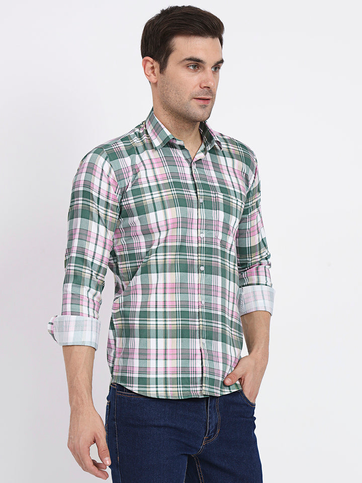 Multi Color Vibrant Check Lycra Casual Shirt