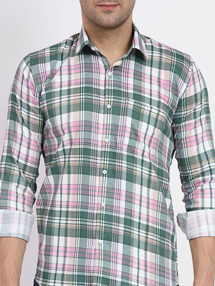 Multi Color Vibrant Check Lycra Casual Shirt