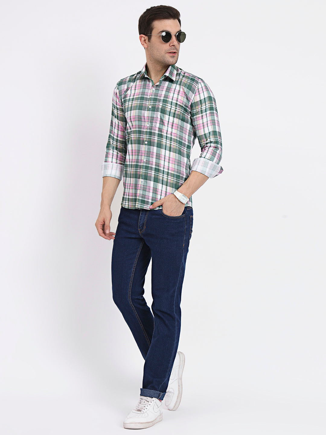 Multi Color Vibrant Check Lycra Casual Shirt