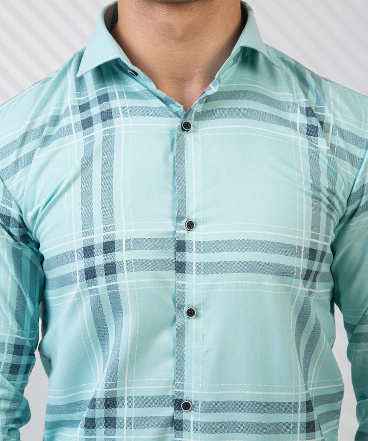 Electric Blue Tattersall 100% Cotton Shirt