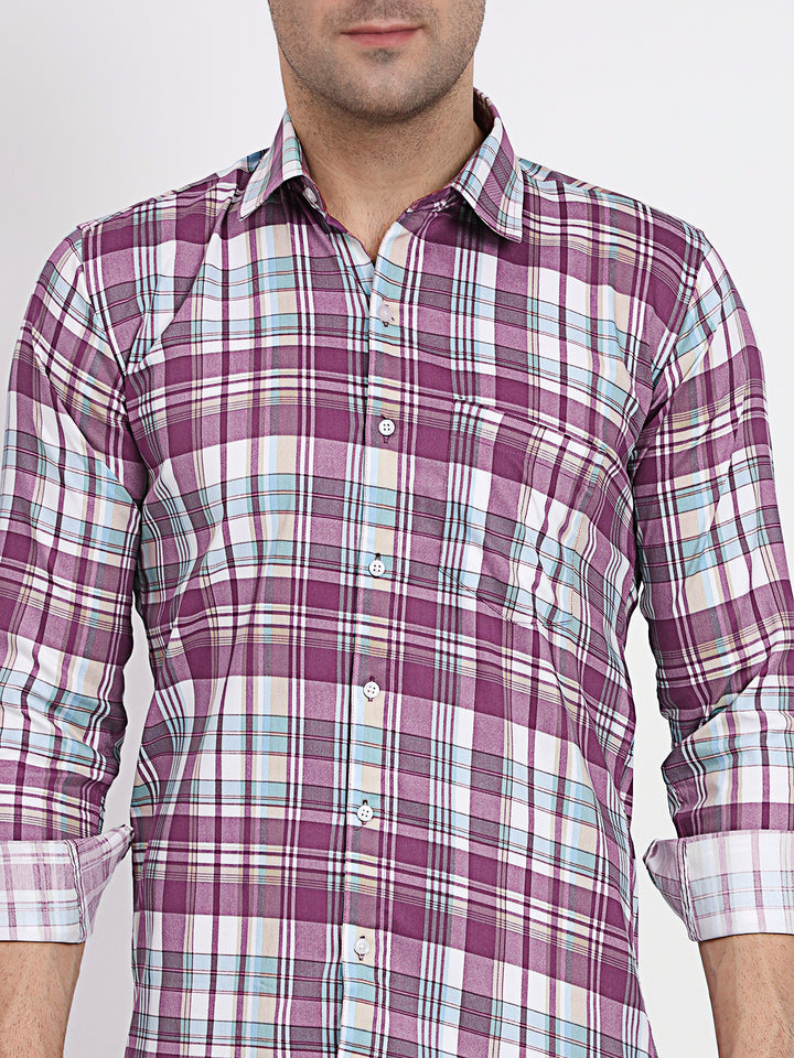 Multi Color Assorted Check Lycra Casual Shirt