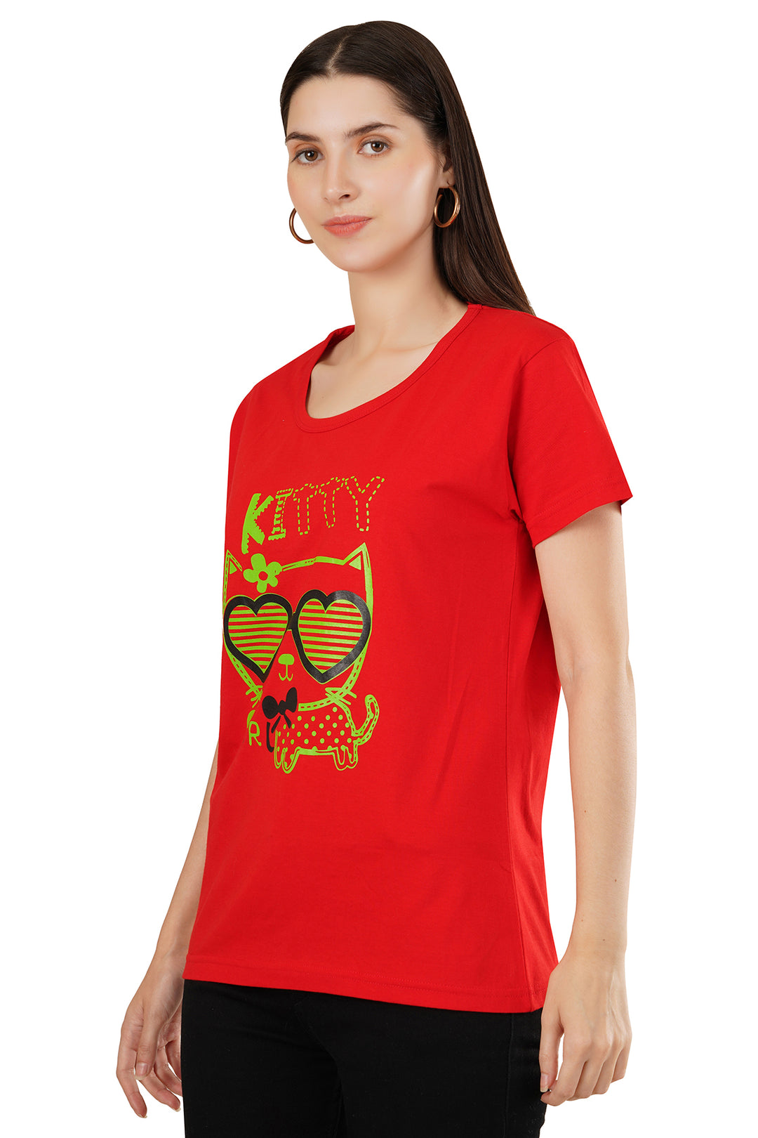 Women's Red Printed T-Shirt | Lordly