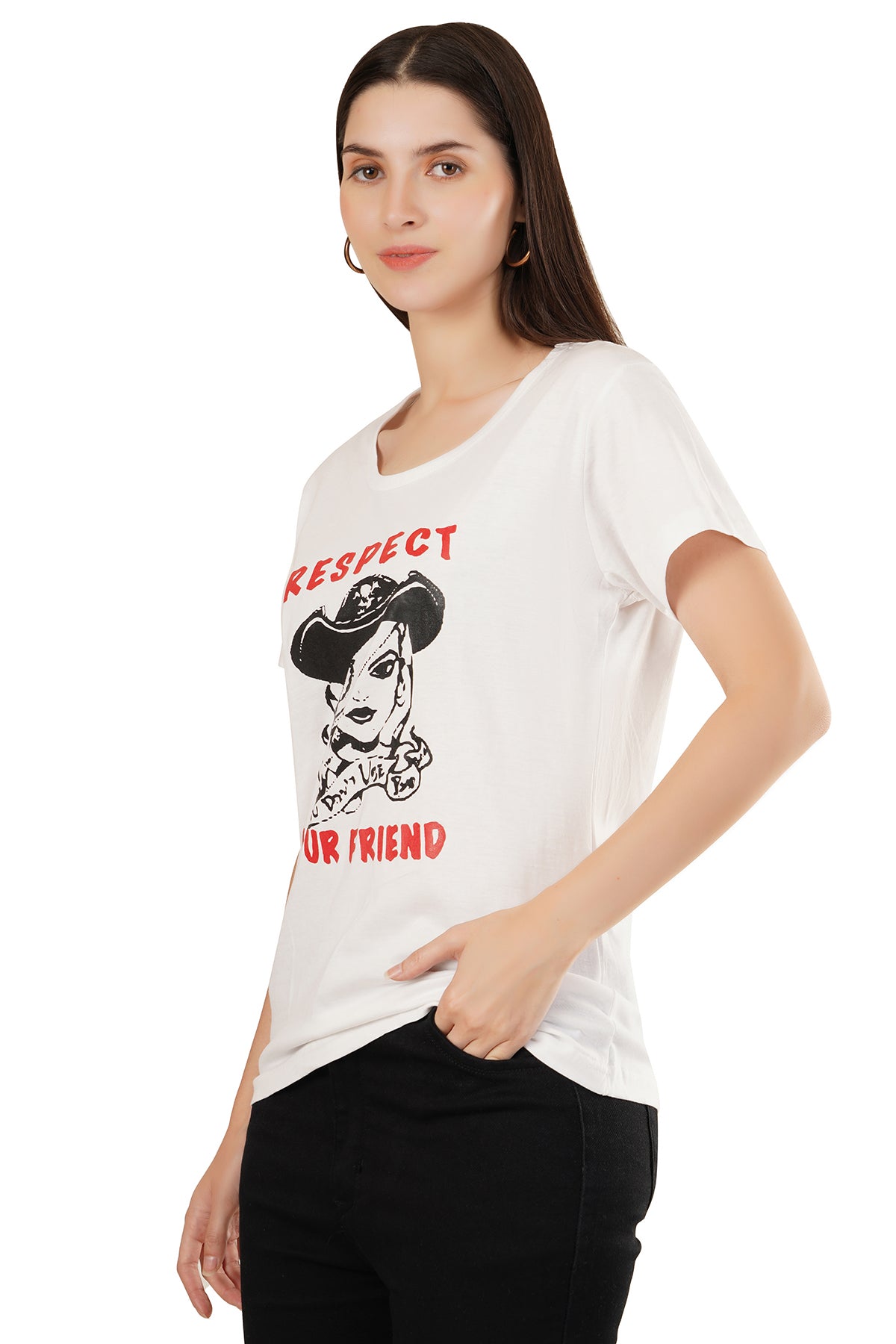 Women's White Printed T-Shirt