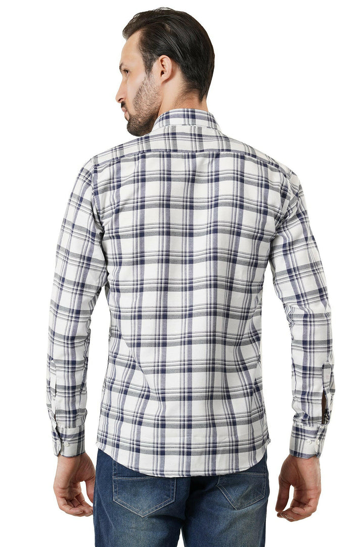 White Grey Arrogant Check Twill Casual Shirt