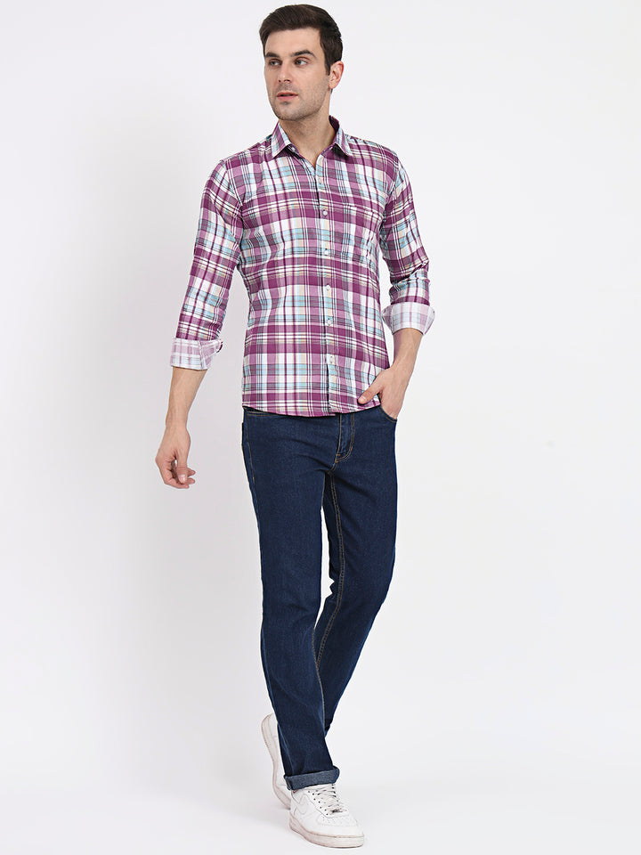 Multi Color Assorted Check Lycra Casual Shirt