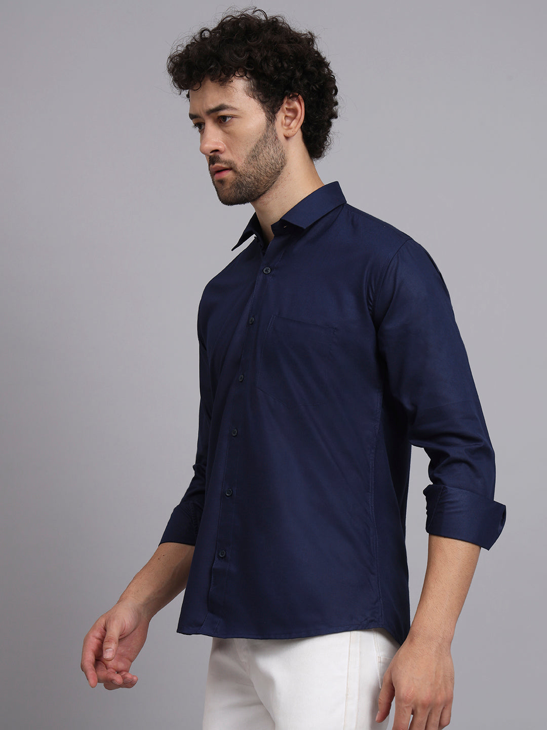 Deluxe Plain Navy Blue Formal Shirt